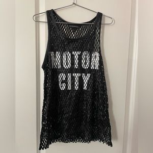 Mesh Black Pleather shirt - Small - Rock & Republic